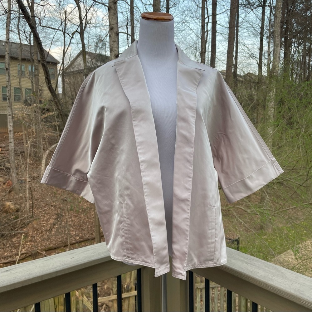 Dušan Silk Satin Collared Open Front Jacket size XL